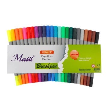 Masis Brushpen Fırça Uç ve Fineliner Seti 24lü