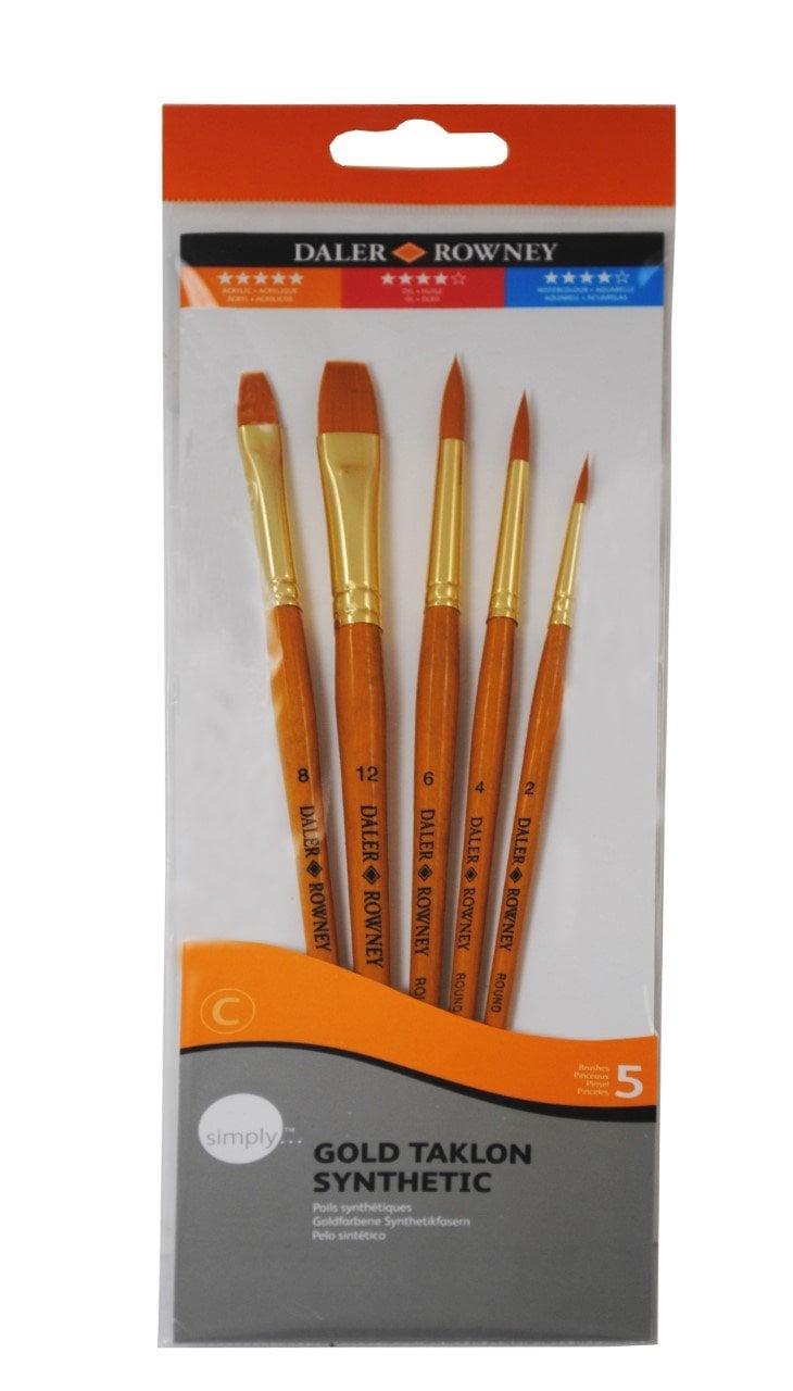 Daler Rowney Taklon Fırça Seti Kısa Sap 5'li #502