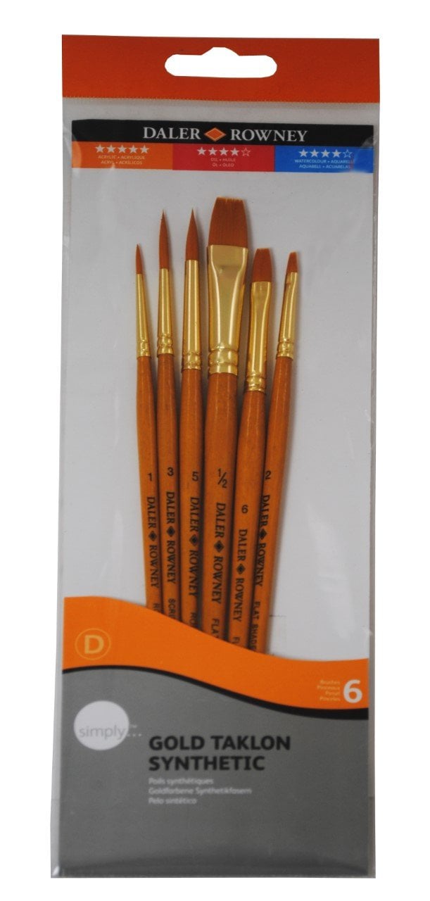 Daler Rowney Taklon Fırça Seti Kısa Sap 6'lı #600