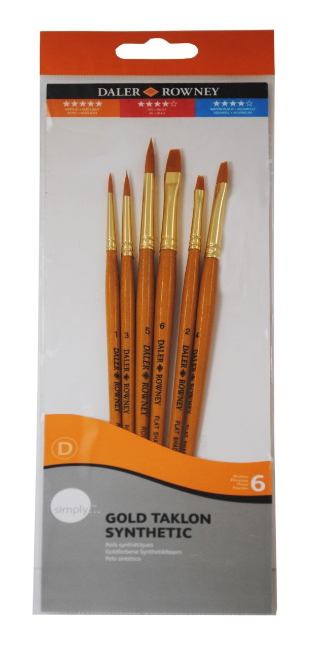 Daler Rowney Taklon Fırça Seti Kısa Sap 6'lı #601