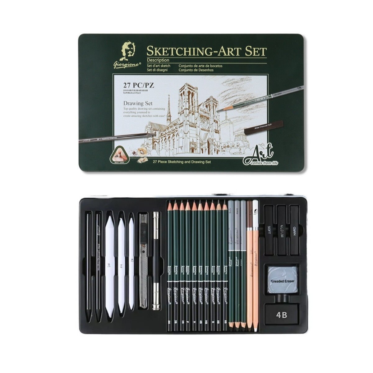 Giorgione Çizim Seti Metal Kutu 27li