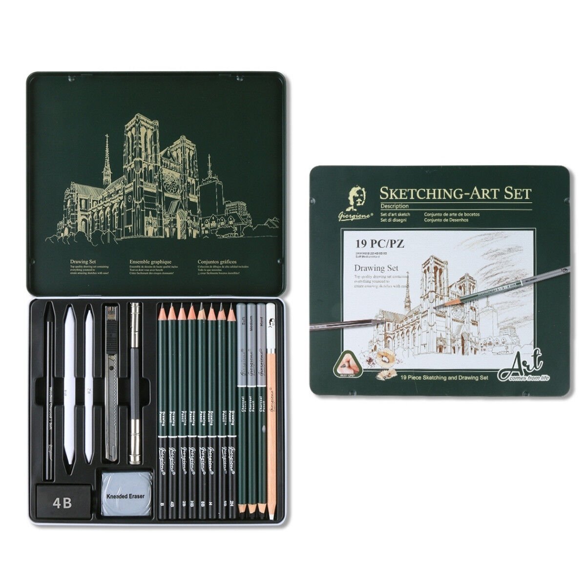Giorgione Çizim Seti Metal Kutu 19lu