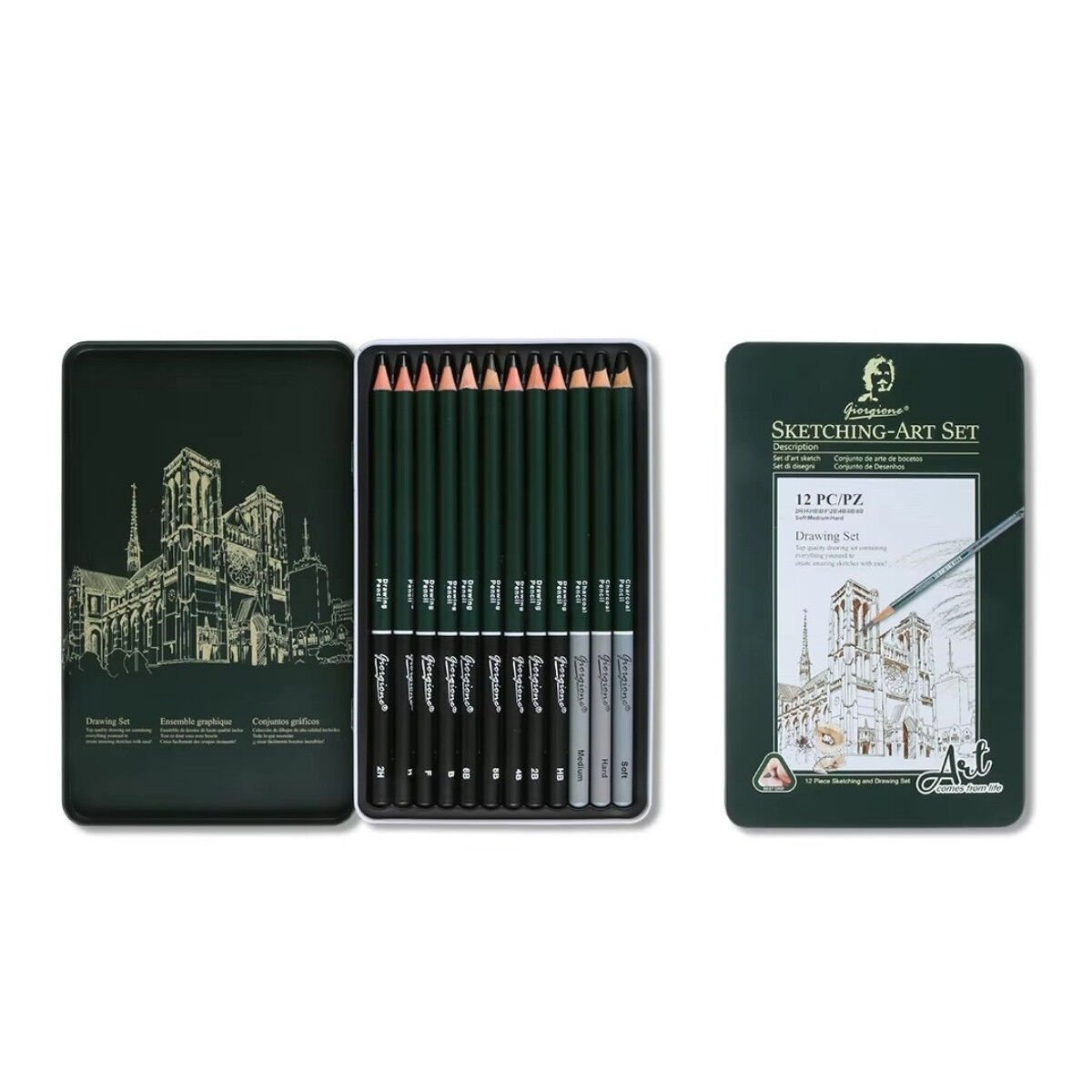 Giorgione Çizim Seti Metal Kutu 12li