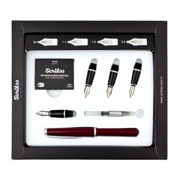 Scrikss Kaligrafi Kalem Seti 7 Parçalı Bordo