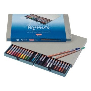 Bruynzeel Design Seri Sanatsal Aquarel Kuru-Sulu Boya Kalem Seti 24lü Lüx Kutu