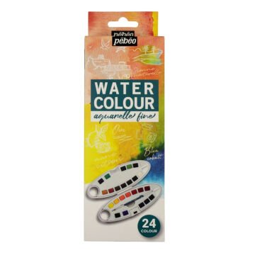 Pebeo Watercolor Travel Set Yarım Tablet 24lü Fırçalı Plastik Kutulu