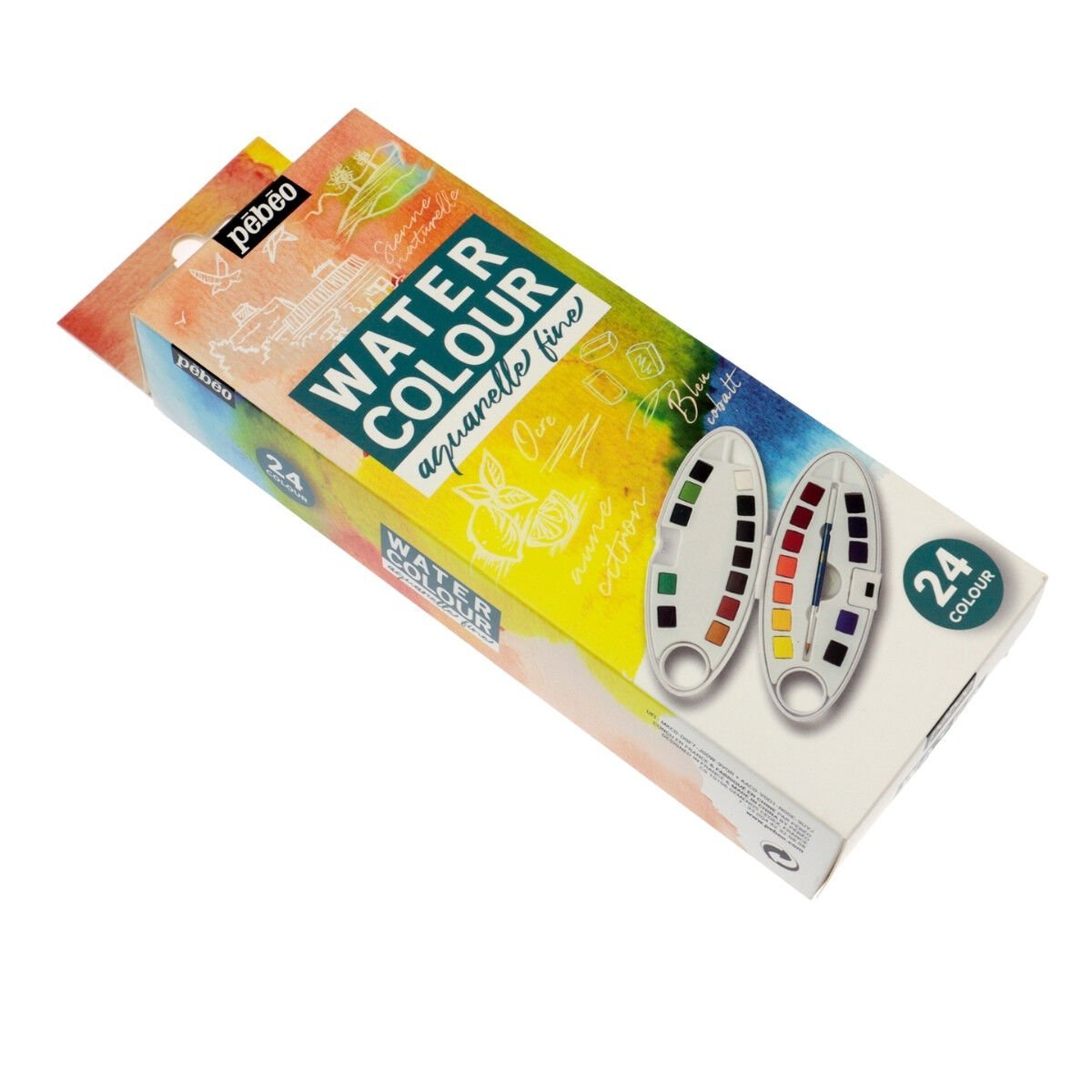 Pebeo Watercolor Travel Set Yarım Tablet 24lü Fırçalı Plastik Kutulu