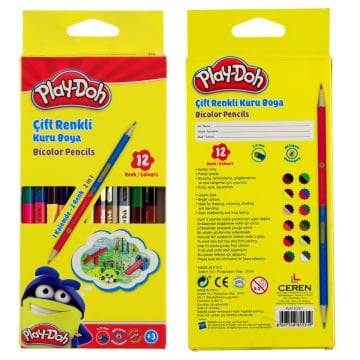 Play Doh 24 Renk Set Bicolor Kuru Boya 12 Renk Play-Ku011