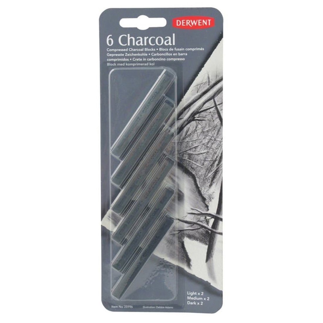 Derwent Compressed Charcoal Sıkıştırılmış Füzen 6lı Blister