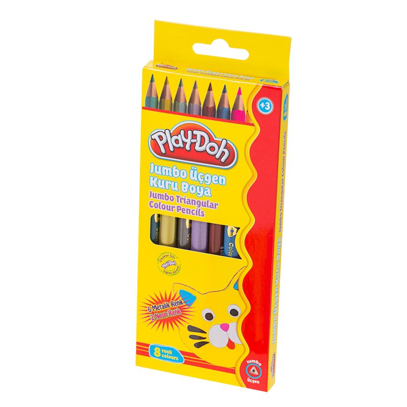 Play Doh 6 Renk Set Metalik + 2 Renk Neon Jumbo Kuru Boya Play-Ku016
