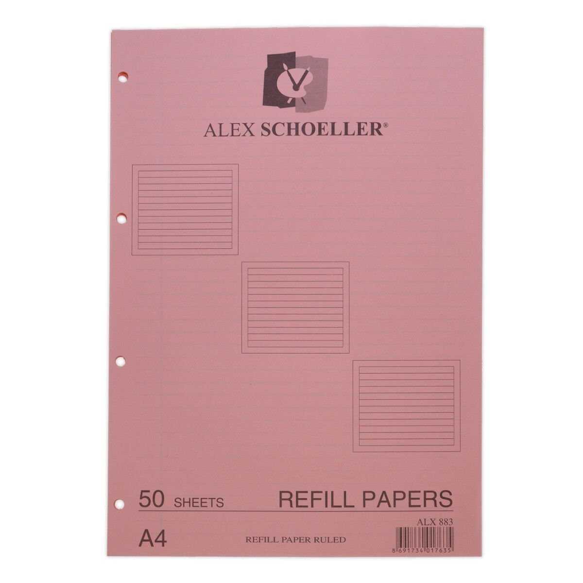 Alex Schoeller Kolej Yedek Renkli A4 Çizgili 50yp ALX 883 Pembe