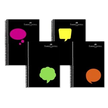 Faber Castell PP Kapak Spiralli Okul Defteri Neon A4 80yp Kareli