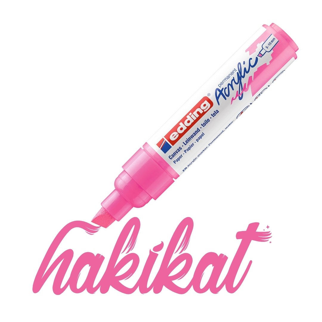 Edding 5000 Akrilik Markör 5-10mm Kesik Uç Fosforlu Pembe