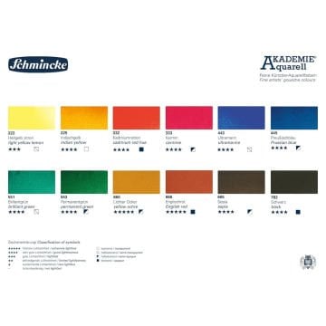 Schmincke Akademie Aquarell Sulu Boya Seti Yarım Tablet 12li 75112