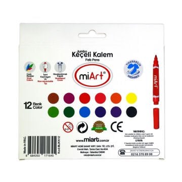miArt Jumbo Keçeli Kalem 12 Renk