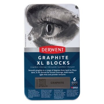 Derwent XL Charcoal Kömür Füzen Blok 6lı Set - Metal Box