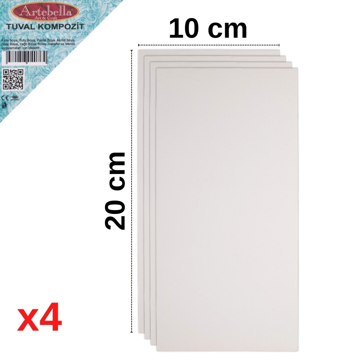Artebella Pres Tuval Kompozit 10x20cm 4lü