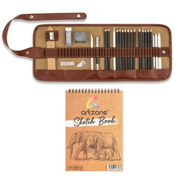Artzone Rulo Eskiz Seti 32 Parça + Spiralli Defter A5 120gr 40yp Hediyeli