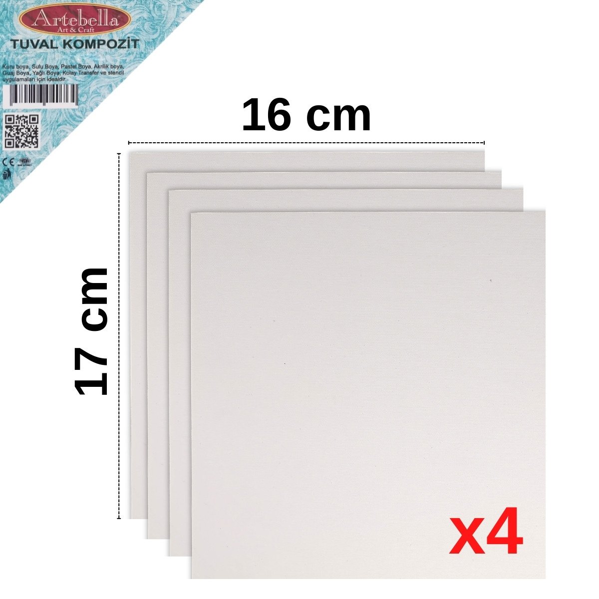 Artebella Pres Tuval Kompozit 16x17cm 4lü