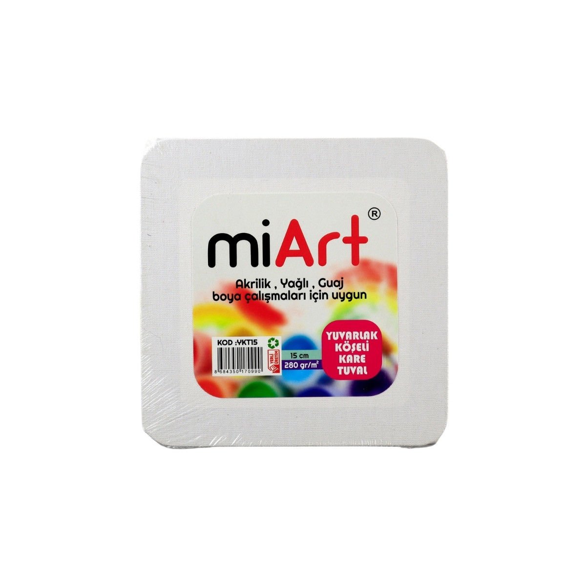 miArt Tuval Kare Yuvarlak Köşeli 15x15cm
