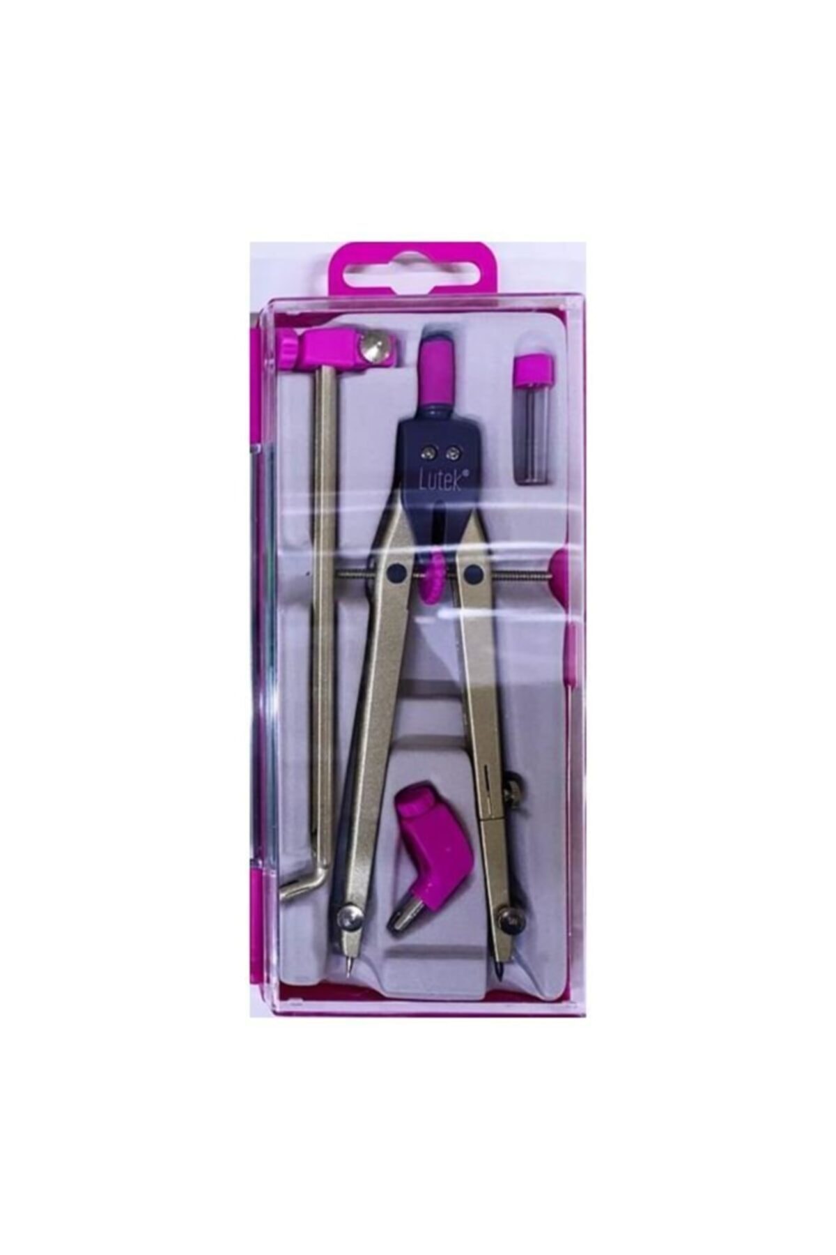 Lutek Uzatma Ayaklı Hassas Metal Pergel Set 29004A Pembe