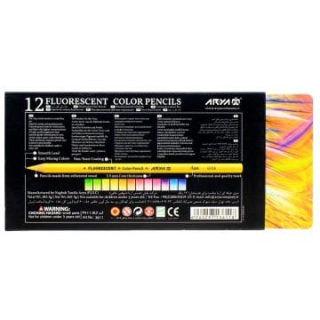 Arya Artist Profesyonel Kuru Boya Kalem Seti 12li Fluorescent