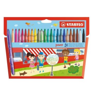 Stabilo Power Keçeli Kalem Seti 24 Renk Karton Kutu