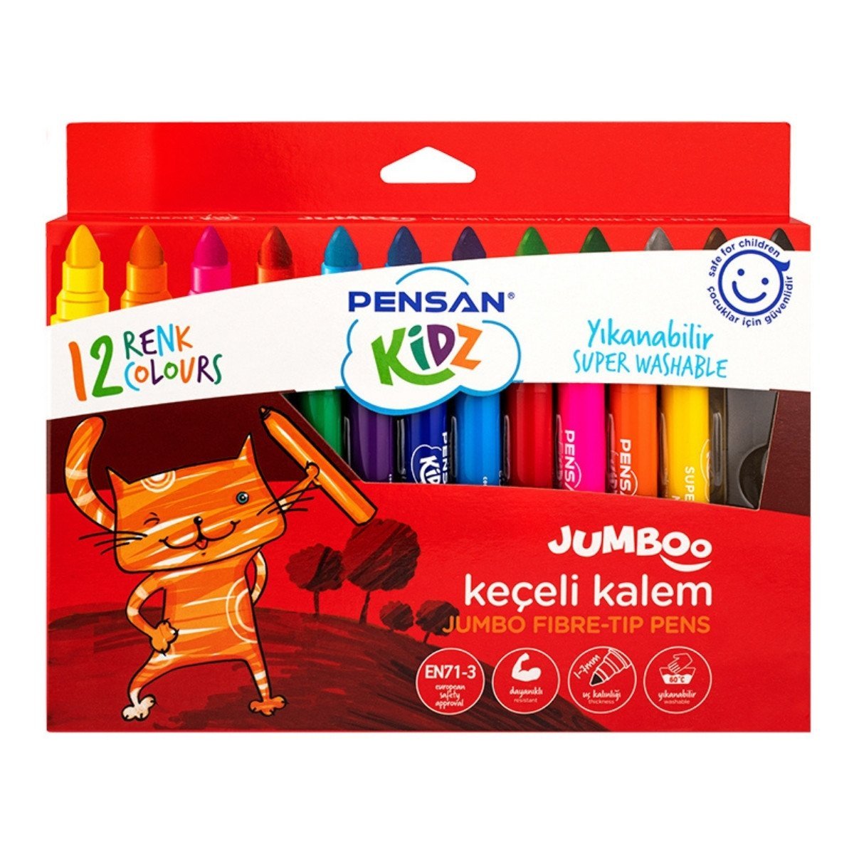 Pensan Kidz Keçeli Kalem Seti Jumbo Boy 12li