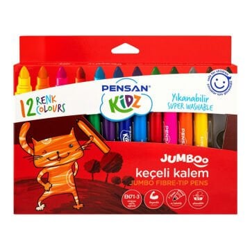 Pensan Kidz Keçeli Kalem Seti Jumbo Boy 12li