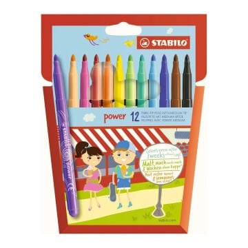 Stabilo Power Keçeli Kalem Seti 12 Renk Karton Kutu