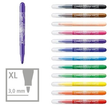 Stabilo Power Max Kalın Uçlu Keçeli Kalem Seti 12 Renk Plastik Kutu