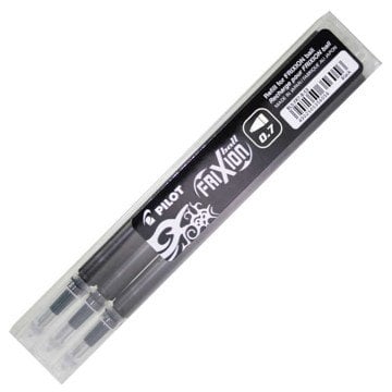 Pilot Frixion Ball Silinebilir Mürekkepli Roller Kalem 0.7mm Yedek 3lü Siyah
