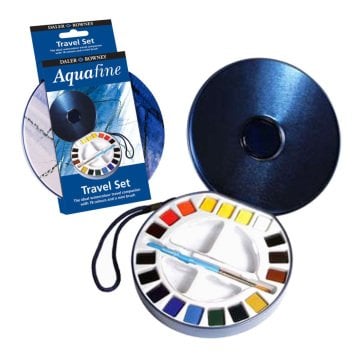 Daler Rowney Aquafine Seyahat Seti 18 Yarım Boy Metal Kutu