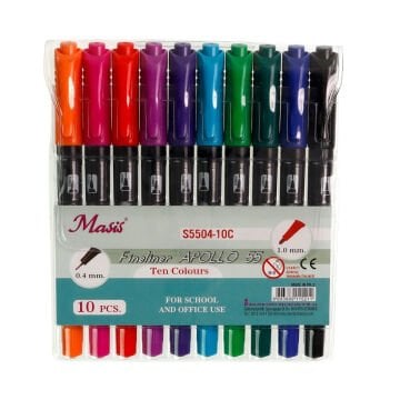 Masis Fineliner Çift Uçlu Kalem Apollo 55 Seti 10lu