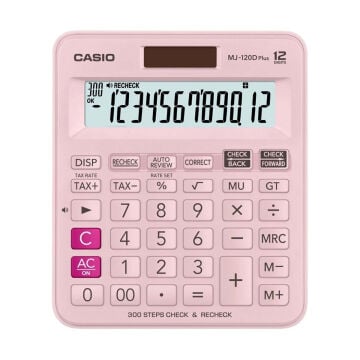 Casio Hesap Makinası MJ-120D Plus-PK Pembe