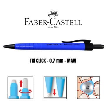 Faber Castell Tri Click Versatil Kalem 0.7mm Mavi