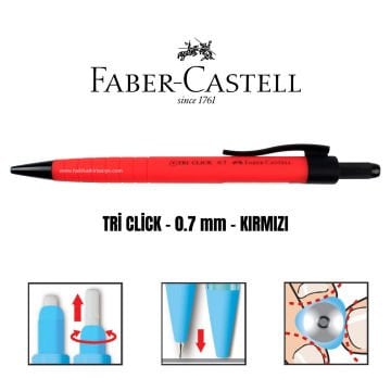 Faber Castell Tri Click Versatil Kalem 0.7mm Kırmızı