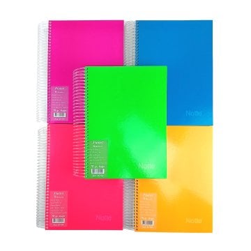 Notte Sert Kapak Spiralli Okul Defteri Pastel 6 Konulu A4 240yp Kareli