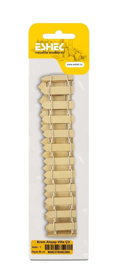 Eshel Maket Krem Ahşap Villa Çit 50cm