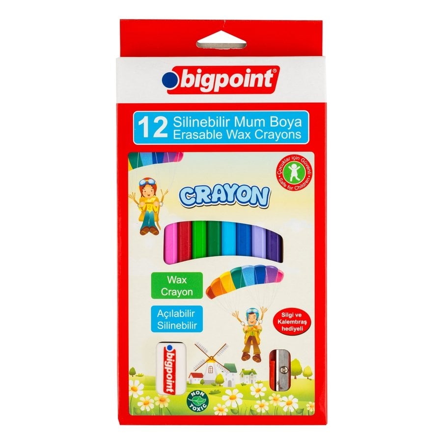 Bigpoint Silinebilir Mum Boya Crayon 12li Hediyeli