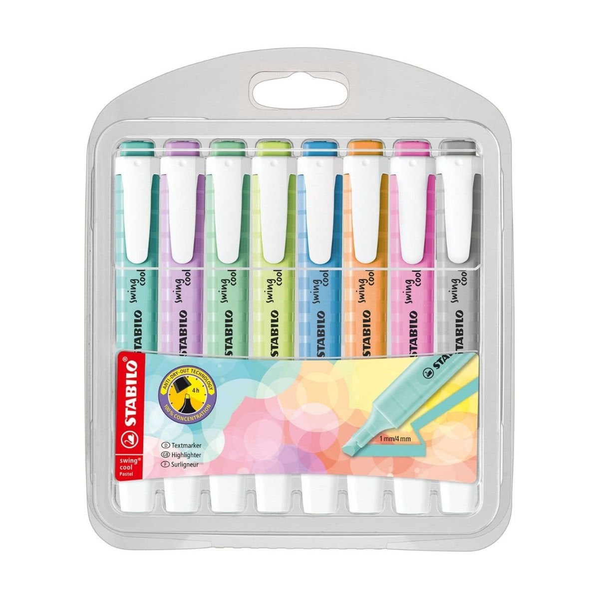 【使用品】STABILO micro8000 22本 4B〜4H Stabilo Swing Cool Fosforlu İşaretleme Kalem Seti 8li Pastel - 555