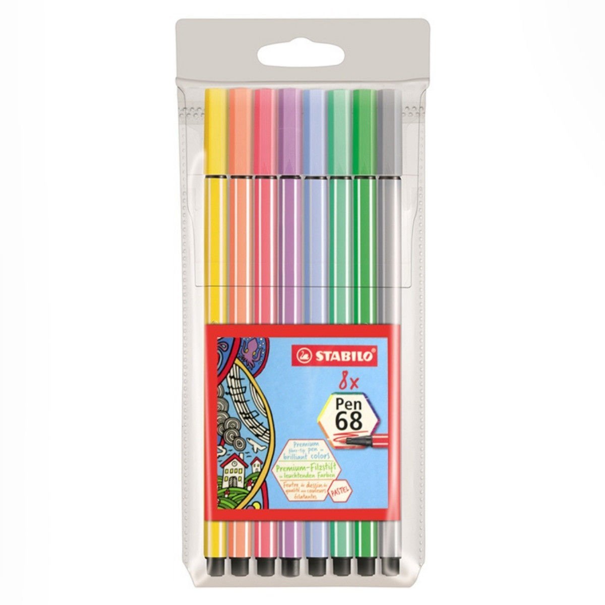Stabilo Pen 68 Kalın Uçlu Keçeli Kalem Seti 8 Renk Pastel