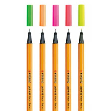 Stabilo Point 88 İnce Uçlu ve Pen 68 Kalın Uçlu Keçeli Kalem Seti 5+5 Renk Neon