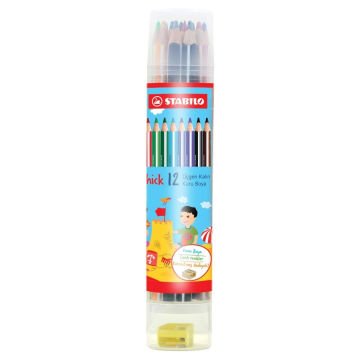 Stabilo Trio Jumbo Kuru Boya 12 Renk Plastik Tüp