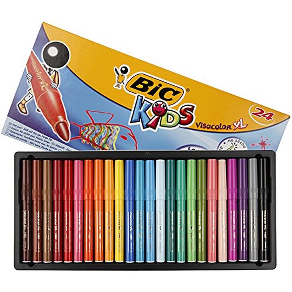Bic Vısa Yıkanabilir Jumbo Keçeli Boya Kalemi Seti 24 Renk Kutu