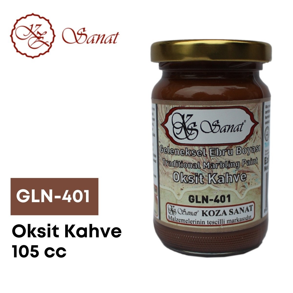 Koza Sanat Geleneksel Ebru Boyası 105cc GLN-401 Oksit Kahve