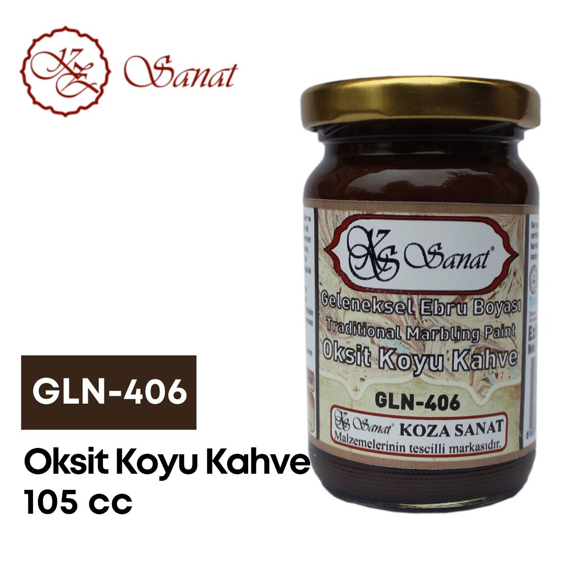 Koza Sanat Geleneksel Ebru Boyası 105cc GLN-406 Oksit Koyu Kahve