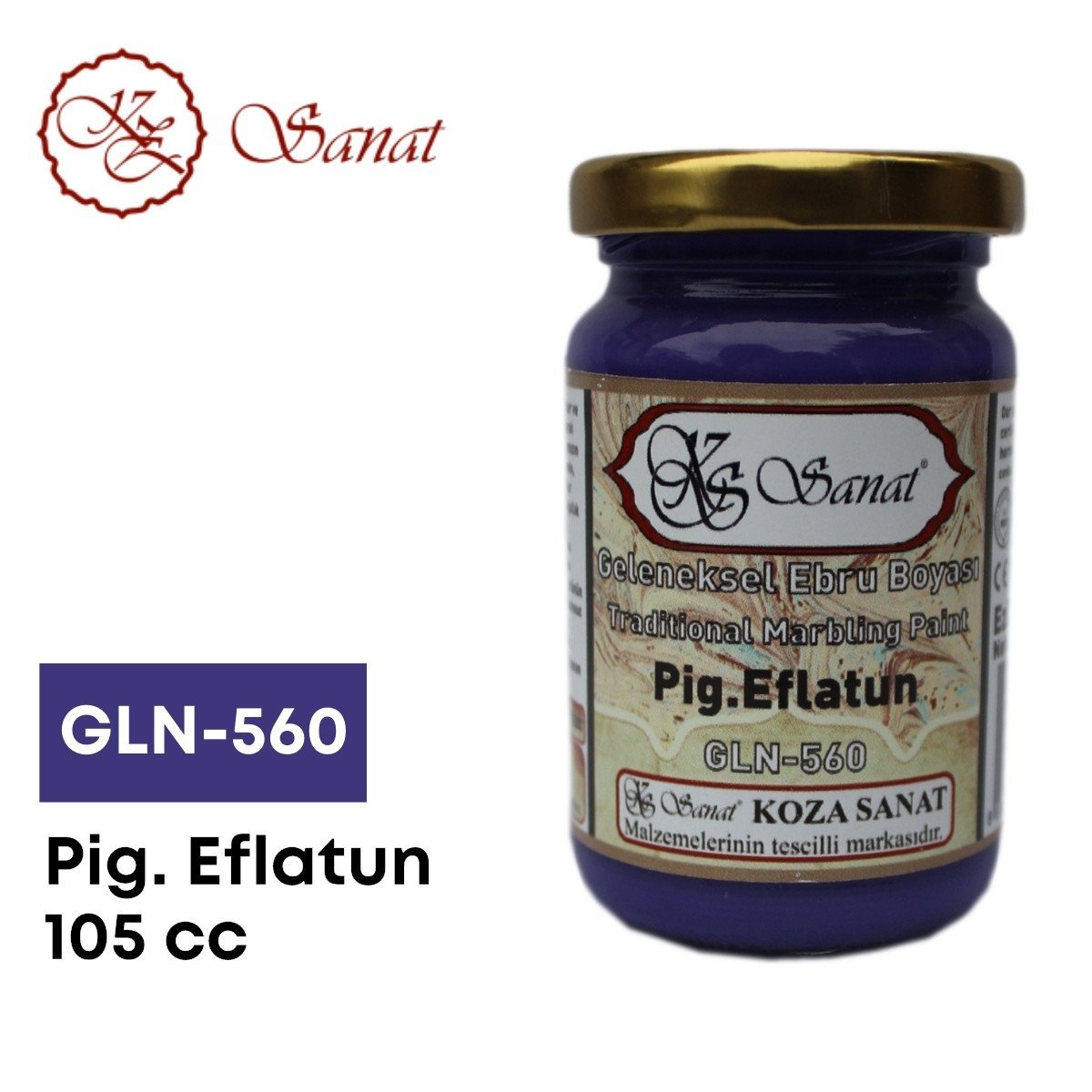 Koza Sanat Geleneksel Ebru Boyası 105cc GLN-560 Pigment Eflatun