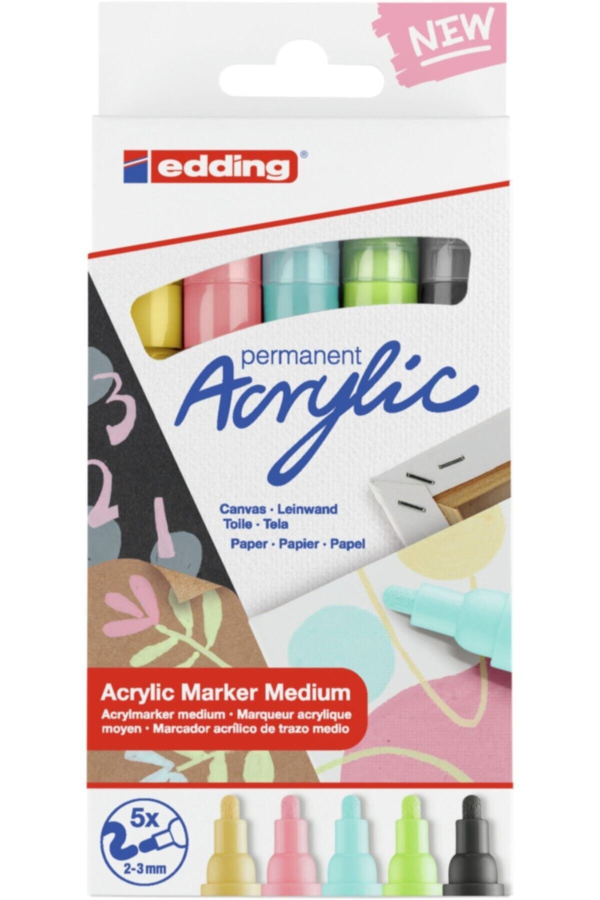 Edding 5100 Akrilik Markör 2-3mm Yuvarlak Uç 5li Set Basic