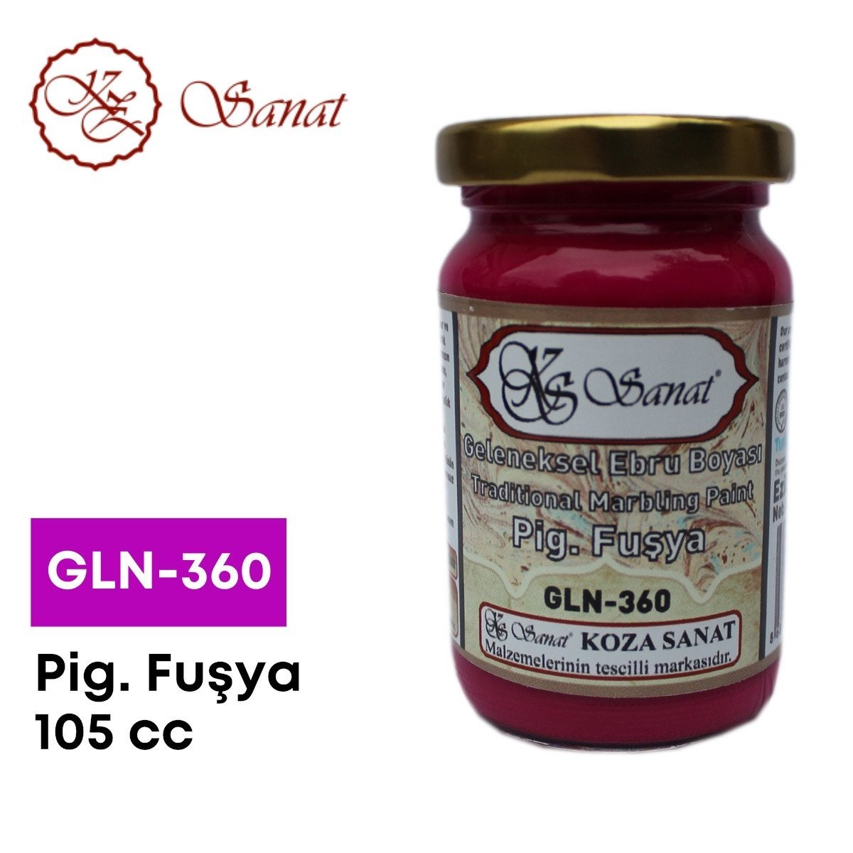 Koza Sanat Geleneksel Ebru Boyası 105cc GLN-360 Pigment Fuşya